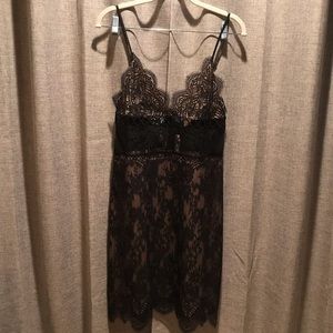 Black/nude lace slip dress NWT